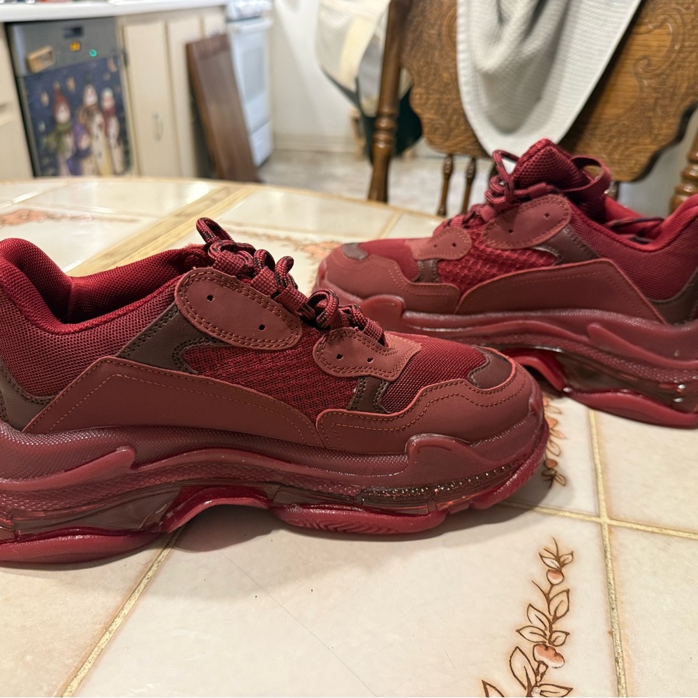 Stylish Red Chunky Sneakers Size 40